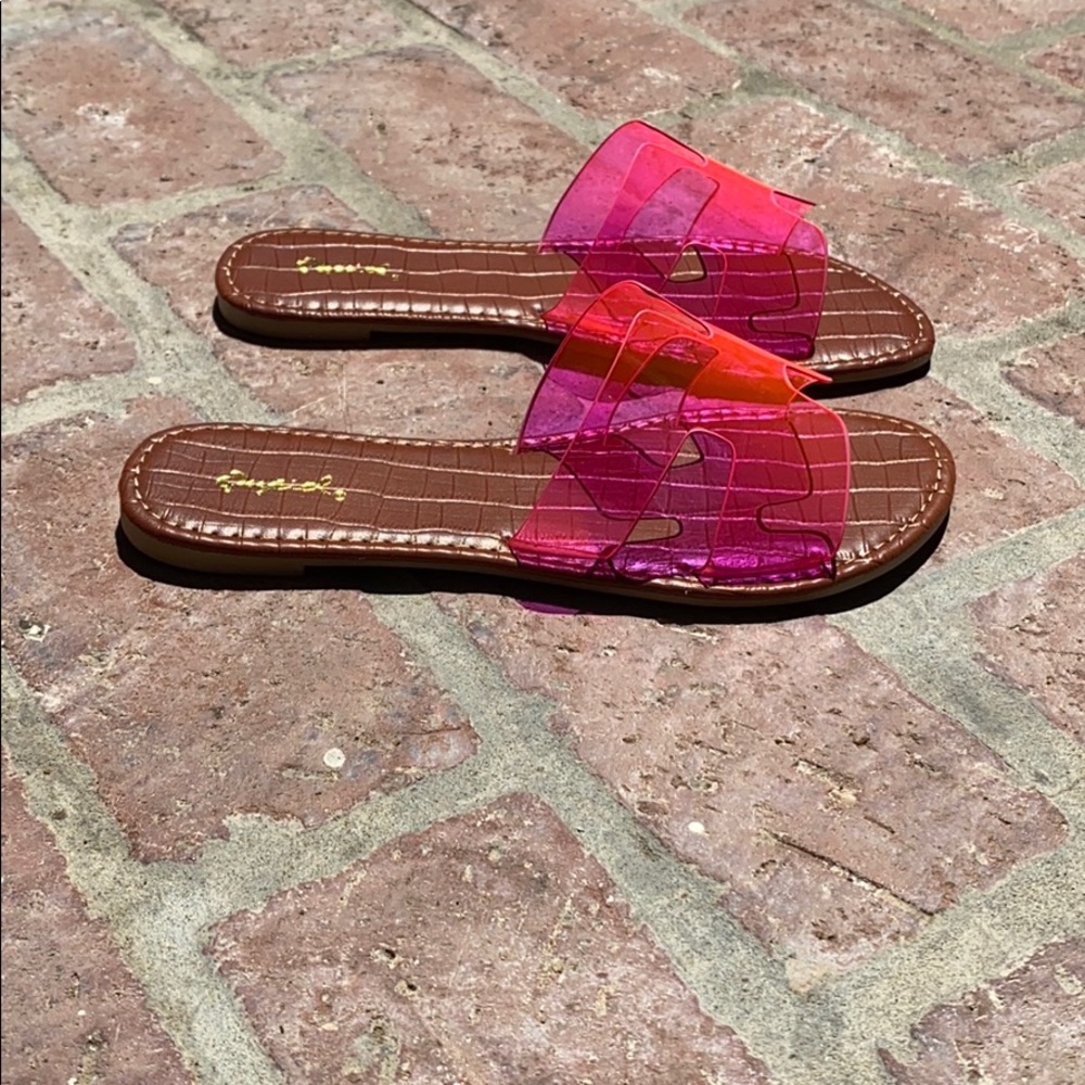 NEW Athena NEON Fuchsia PVC sandal - Picture 9 of 11